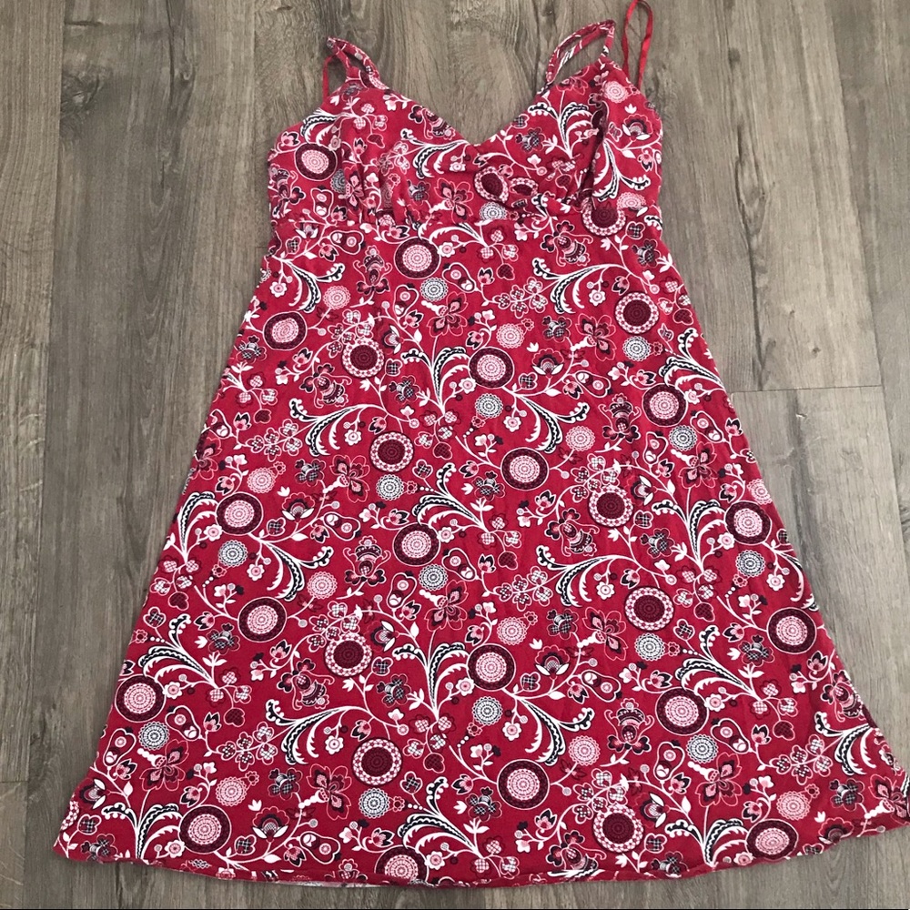 Ann Taylor Loft Red Patterned Dress